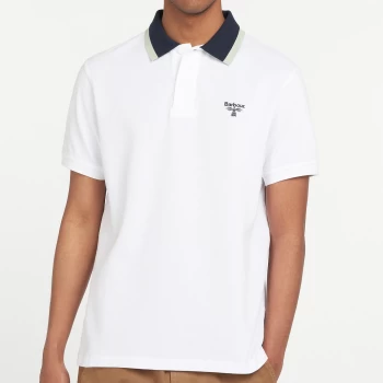 Barbour Beacon Mens Tipped Polo Shirt - White - M