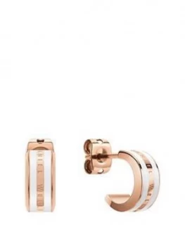 Daniel Wellington Rose Gold Plated And White Enamel Emalie Hoop Earrings