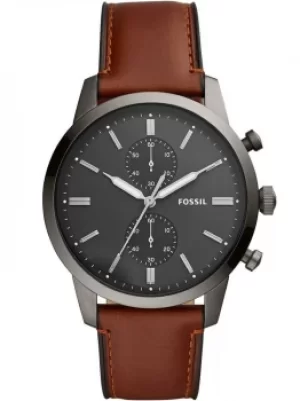 Fossil Mens Townsman Chronograph Amber Leather Strap Watch FS5522