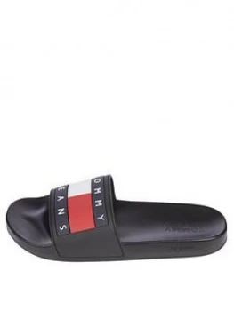 Tommy Jeans Flag Pool Slides - Black, Size 9, Men