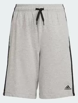 adidas Boys 3 Stripe Shorts - Grey/Black, Grey/Black, Size 5-6 Years