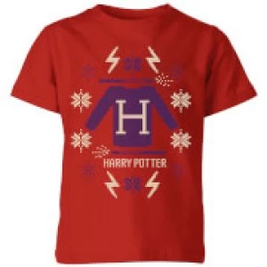 Harry Potter Christmas Sweater Kids T-Shirt - Red - 3-4 Years