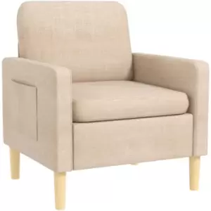 Modern Armchair Upholstered Accent Chair for Bedroom Home Office Beige - Beige - Homcom
