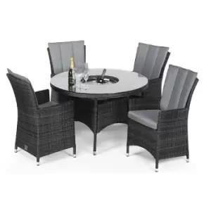 Maze Rattan LA Round Rattan Dining Set With Ice Bucket 4 Seat