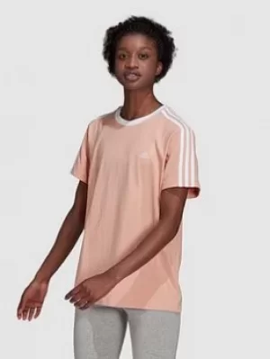 Adidas Essentials 3 Stripes Boyfriend Tee, Blush Size M Women