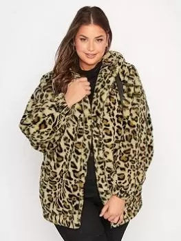 Yours Faux Fur Jacket Animal, Black, Size 18, Women