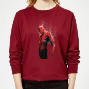 Marvel Spider-man Web Wrap Womens Sweatshirt - Burgundy - L