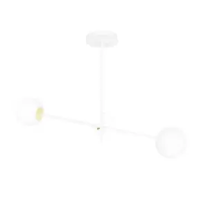 Diarf White/Gold Globe Ceiling Light with White Glass Shades, 2x E14