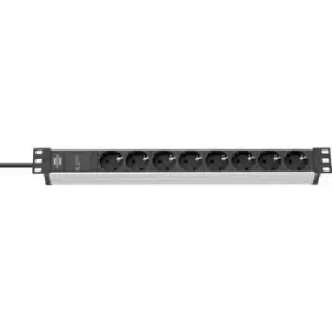 Brennenstuhl 1390007308 Surge protection power strip 8x Black, Silver PG connector