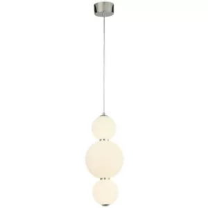 Searchlight Snowball 3 Light Pendant, Chrome With Opal Glass Shade