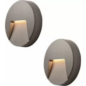 Loops - 2 pack Round Outdoor IP65 Pathway Guide Light - Indirect cct LED - Grey abs