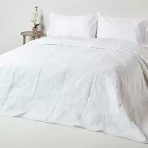 White Cotton Rich Floral Metelasse Pattern Bedspread, Double - White - Homescapes