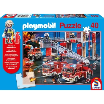 Playmobil: The Fire Department Puzzle & Play Jigsaw Puzzle - 40 Pieces (Includes 1 Figure)