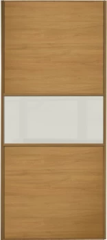 Wickes Sliding Wardrobe Door Fineline Oak Panel and Soft White Glass - 2220 x 914mm