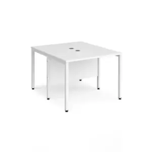 Office Desk 2 Person Rectangular Desk 1000mm White Tops With White Frames 1200mm Depth Maestro 25