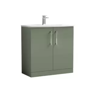 Nuie Arno 800mm Floor Standing 2 Door Vanity & Basin 4 Satin Green