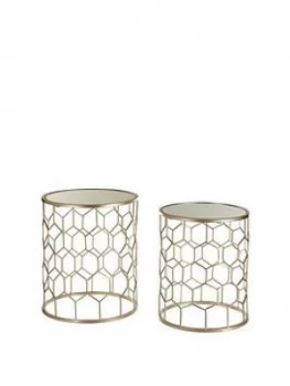 Premier Housewares Arcana Side Tables Set Of 2- Champagne Steel