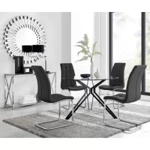 Furniture Box Cascina Dining Table and 4 Black Murano Chairs