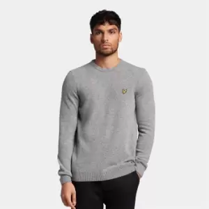 Mens Crew Neck Lambswool Blend Jumper - Mid Grey Marl - M