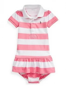 Ralph Lauren Baby Girls Stripe Polo Dress - Bright Pink