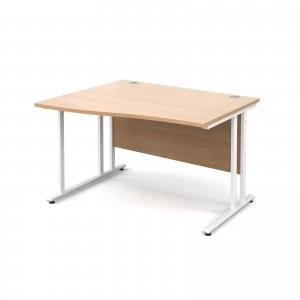 Maestro 25 WL Left Hand Wave Desk 1200mm - White Cantilever Frame bee