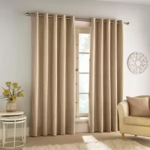 Enhancedliving - Enhanced Living Savoy Chenille Textured Blackout Eyelet Curtains, Sand, 90 x 54 Inch