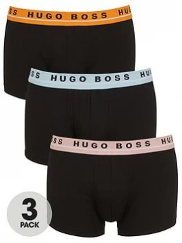 Hugo Boss 3 Pack Contrast Waistband Trunks Black Size M Men