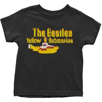 The Beatles - Yellow Submarine Logo & Sub Kids 12 Months T-Shirt - Black