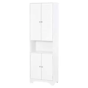 Homcom 183X60Cm Tall Freestanding Bathroom Cabinet Retro 3 Compartments - White