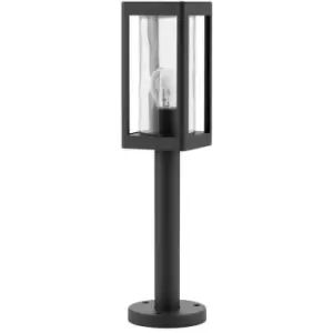 Bakersfield Outdoor Bollard Dark Grey Aluminium, Clear Glass LED E27 IP54 - Merano