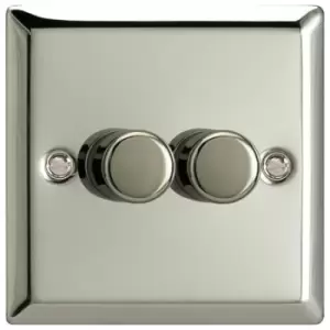 Varilight Classic 2 Gang 1 or 2 Way 2x250W Dimmer Switch - Mirror Chrome - HC4