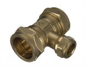 Wickes Brass Compression Reducing Tee - 22 x 15 x 15mm