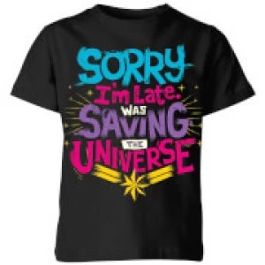 Captain Marvel Sorry I'm Late Kids T-Shirt - Black - 5-6 Years