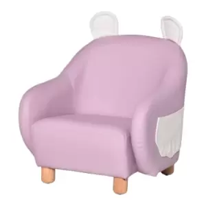 HOMCOM Cute Bunny Rabbit Kids Sofa Faux Leather Mini Armchair Pink