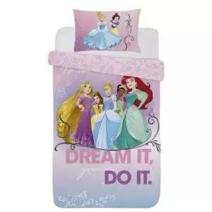 Disney Princess Dream It Panel Duvet Cover Set (Single) (Pink/Green/Blue)