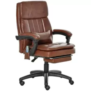 Vinsetto PU Leather Massage Office Chair with Adjustable Height Footrest Brown