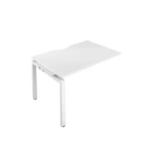 Telescopic Sliding 1 Person Extension Bench with Cut Out and White Frame - 1600mm - White