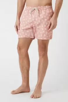 Mens Pink Floral Print Swim Short