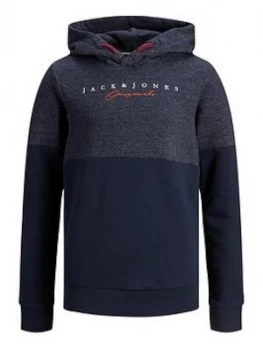 Jack & Jones Boys Colourblock Logo Hoodie - Navy, Size 14 Years