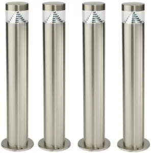 4 PACK Outdoor Garden Bollard Light Steel Pyramid Cool White LED Lamp Post IP44