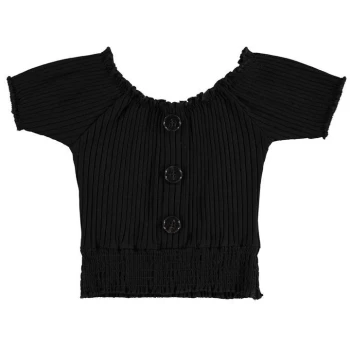 Firetrap Shirred Crop Top Junior Girls - Midnight Blk