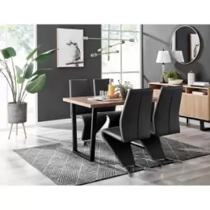 Furniture Box Kylo Brown Wood Effect Dining Table and 4 Black Willow Chairs