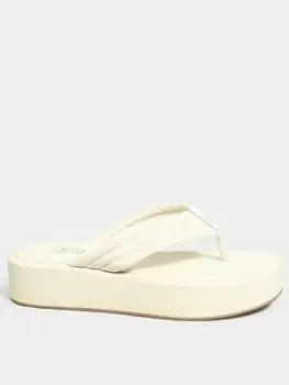 Yours Wide Fit Toe Thong Flatform - White, Size 8, Women