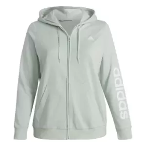 adidas Essentials Logo Full-Zip Hoodie (Plus Size) Womens - Linen Green / White