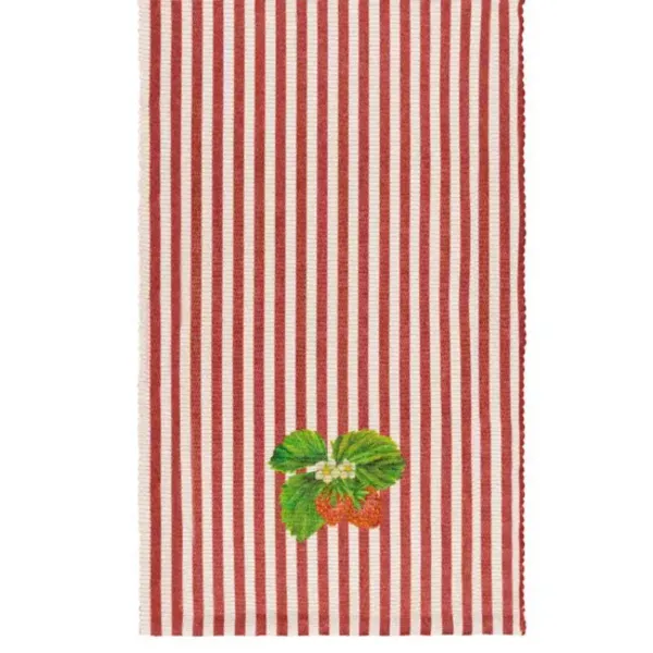 Wylder Strawberry Stripes Large Indoor And Outdoor Table Runner In Candy Cane 5.02553E+12