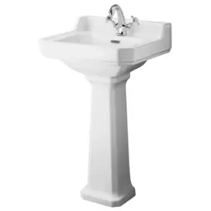 Hudson Reed Richmond 500mm Basin & Comfort Height Pedestal (1 Tap Hole) - White