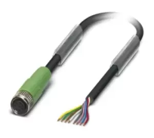 Phoenix Contact Sac-8P- 3,0-Pur/m 8Fs Sensor Cord, 8P, M8 Rcpt-Free End, 3M