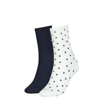 Tommy Bodywear Hilfiger Dot Crew Socks 2 Pack Ladies - White