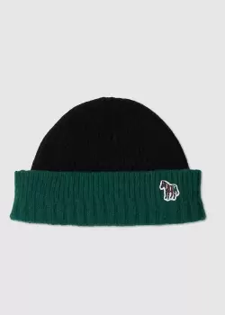 Paul Smith Mens Ps Zebra Block Beanie In Black/Green