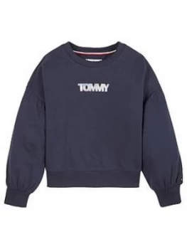 Tommy Hilfiger Girls Iridescent Badge Sweat - Navy, Size Age: 16 Years, Women